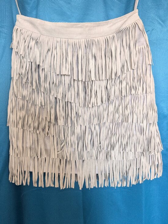 White House Black Market Dresses & Skirts - WHBM Suade Fringe Mini Skirt